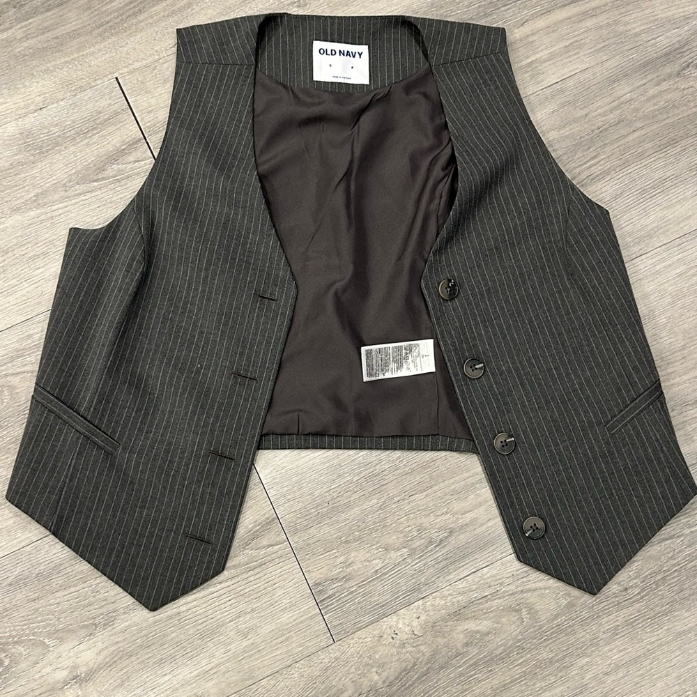 Old Navy Grey Pinstripe Vest - Picture 2 of 4